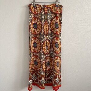 Medium Boho Wide Leg Pants Festival Tribal Ethnic Flowy Lounge Pull-On